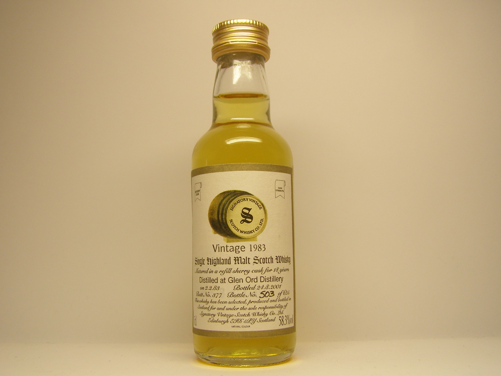 SHMSW 18yo 1983-2001 "Signatory" 5cl 58,3%vol